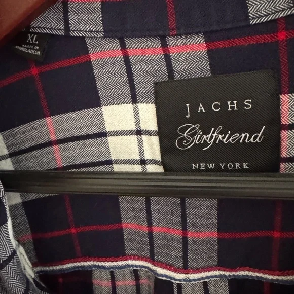 Jachs Girlfriend Top Women's XL Blue Red White Plaid Button Up Sleeveless - Picture 2 of 10